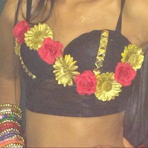Custom flower rave/edm bra